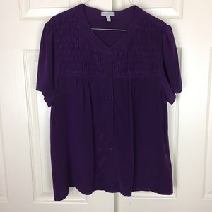 Joie Silk Button Down Career Short Sleeve Top